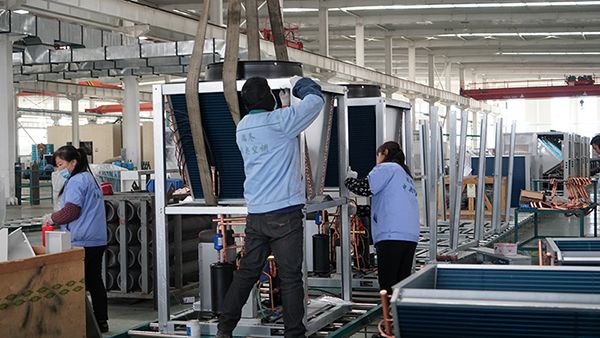 Línea de producción de chiller scroll refrigerado por aire